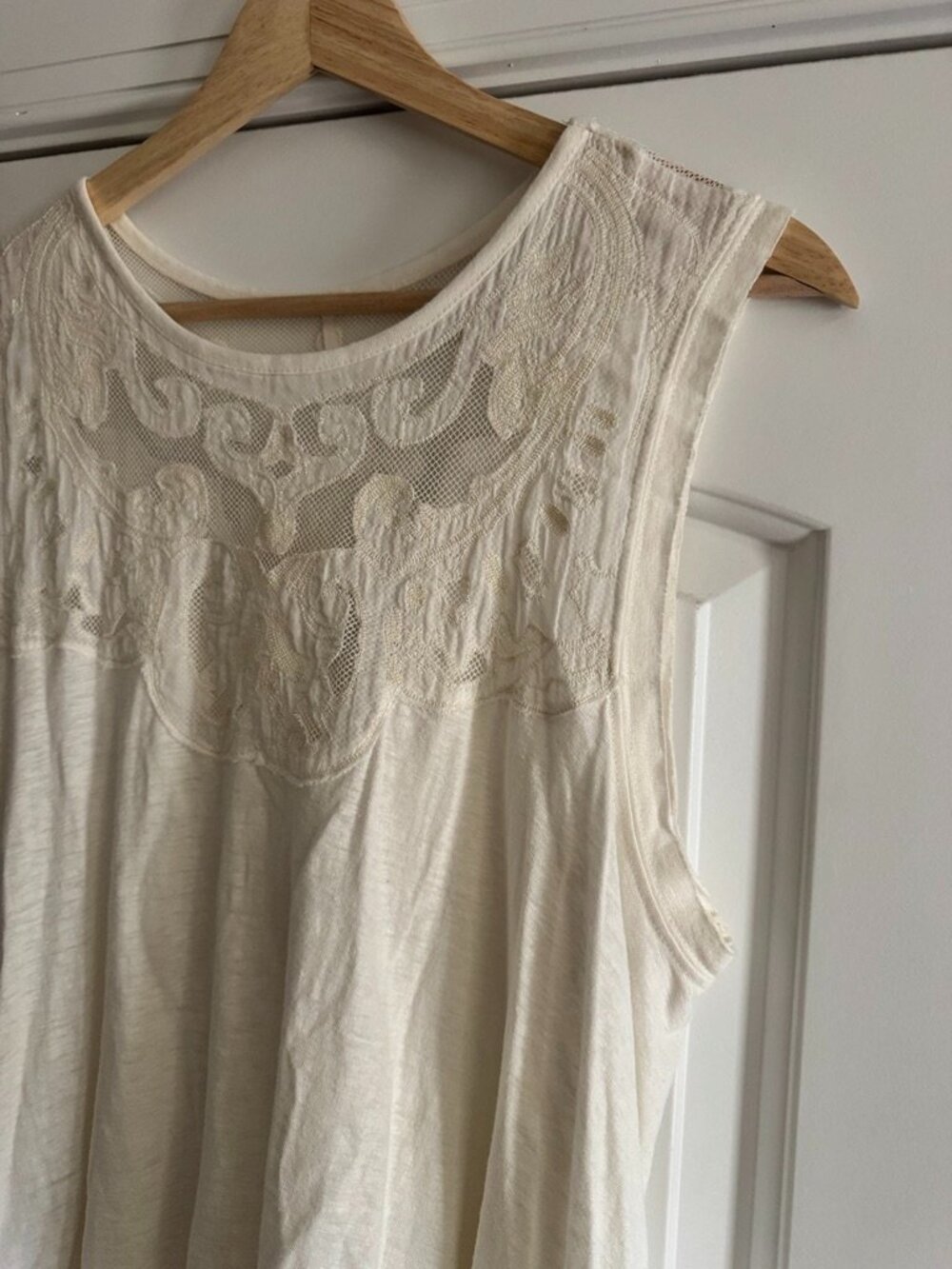 Free People Cream Embroidered Sleeveless Tank - Picture 3 of 7